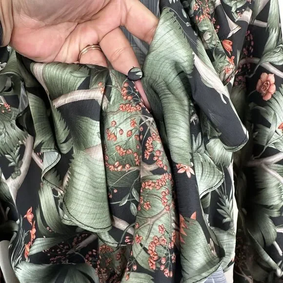 Johanna Ortiz x H&M Dress Womens L Floral Tropical Ruffle Flounce Mini - Picture 3 of 11